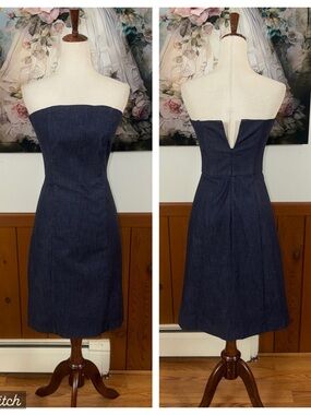Fabulous New Vintage 90s Ann Taylor Chambray Denim Strapless Dress